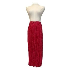 Ulla Johnson Red Crinkle Maxi Skirt